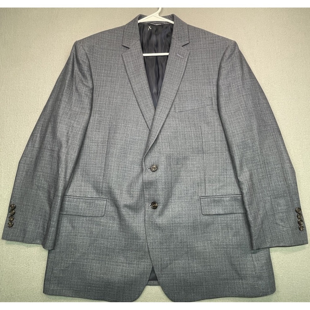 Ralph Lauren Silk Blazer Jacket 46R Wool Blue Plaid Single Breasted Vented EUC